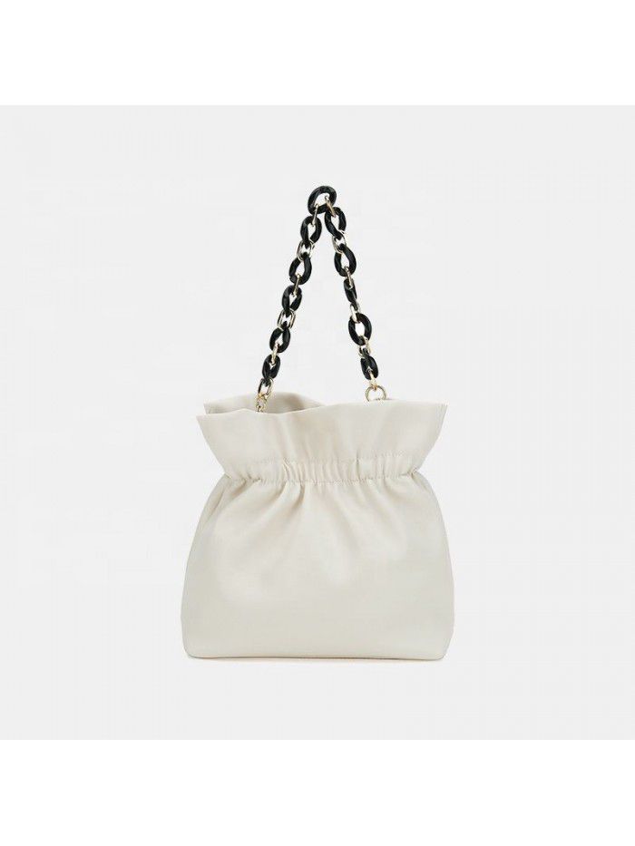 Popular designer famous acrylic chain handbags PU leather Blush Bucket Bag