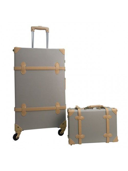 PU leather material travel trolley carry on vintag...