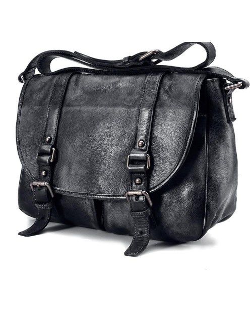 Retro Style Genuine Leather Shoulder Bag Satchel B...