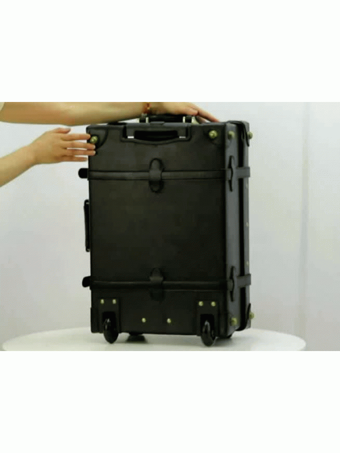 PU Leather retro trunk luggage of 2 wheels 