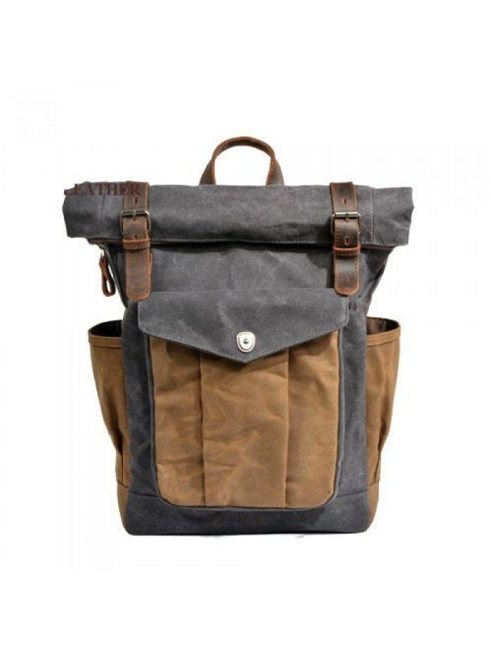 Outdoor travel backpack waterproof waxed canvas school bag 