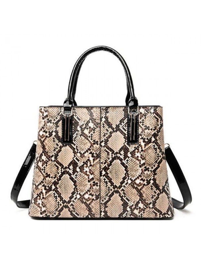 Luxury design snake print shoulder bags simple pu leather handbag for women 