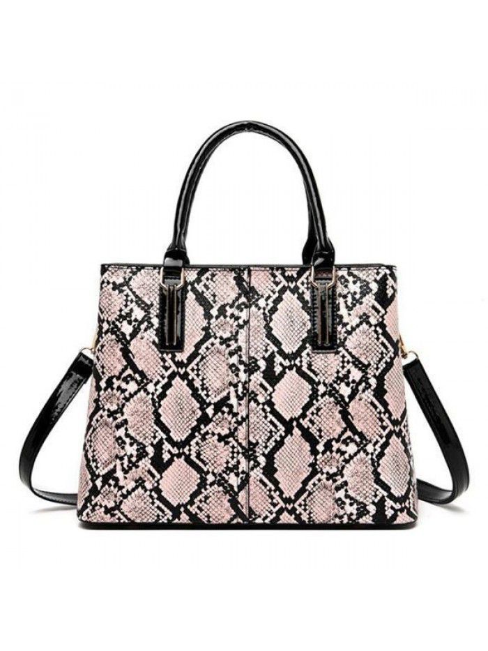 Luxury design snake print shoulder bags simple pu leather handbag for women 