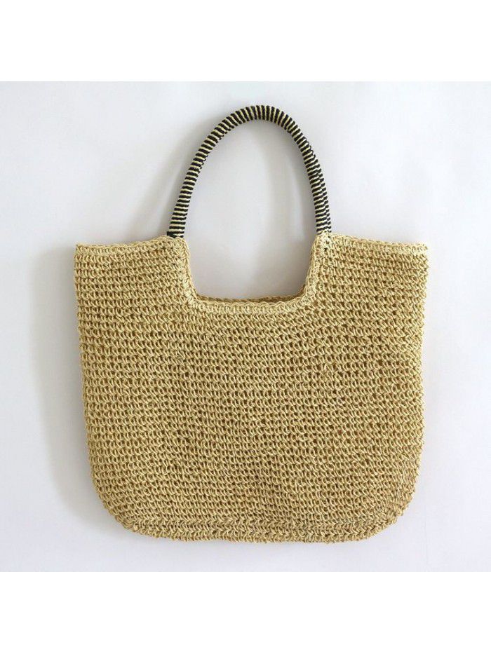 Eco-friendly Portable Casual Rattan Paper String Large Tote Bag Lady Straw Handbag Women Summer Big Woven Beach Bag For Holiday 