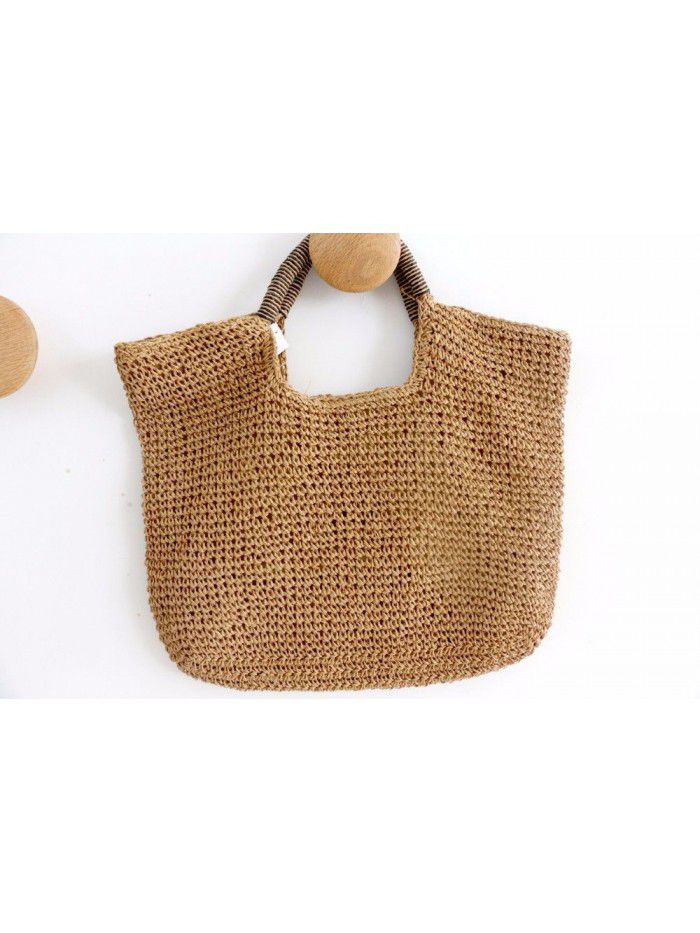 Eco-friendly Portable Casual Rattan Paper String Large Tote Bag Lady Straw Handbag Women Summer Big Woven Beach Bag For Holiday 