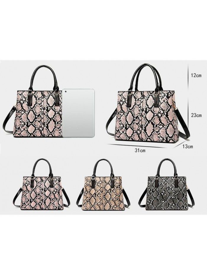 Luxury design snake print shoulder bags simple pu leather handbag for women 