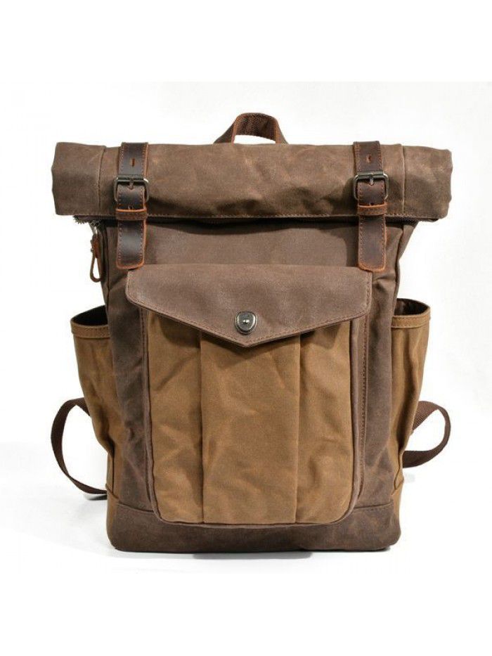 Outdoor travel backpack waterproof waxed canvas school bag 