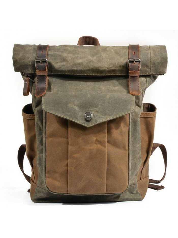 Outdoor travel backpack waterproof waxed canvas school bag 