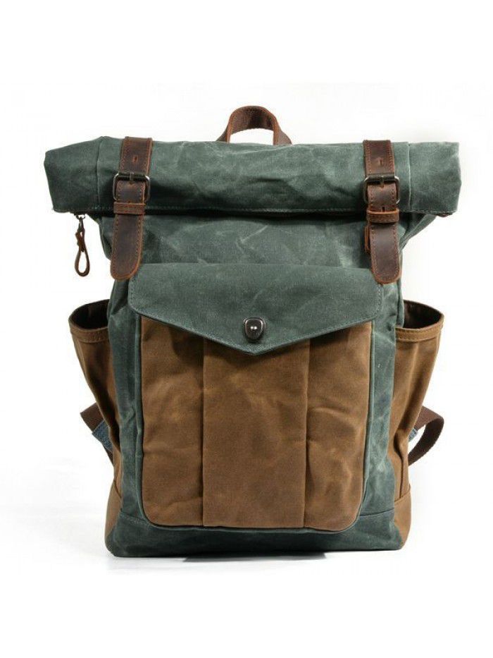 Outdoor travel backpack waterproof waxed canvas school bag 