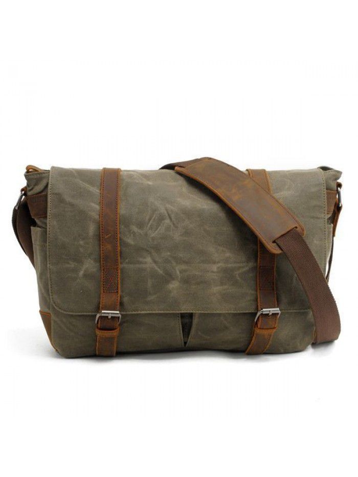 Vintage canvas leather waterproof video sling messenger bag dslr camera bag