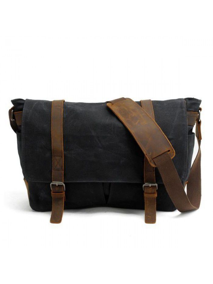 Vintage canvas leather waterproof video sling messenger bag dslr camera bag