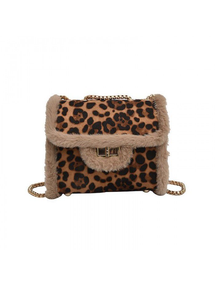  Sexy Women Leopard Pattern Chain Shoulder Satchel Handbag Fur Cross Body Bags 