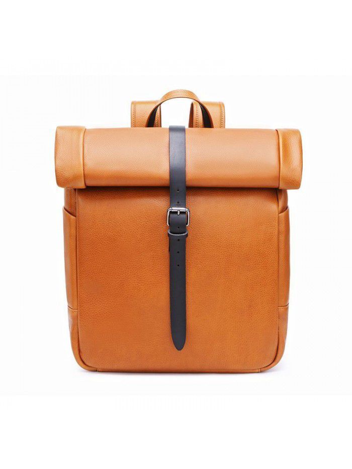 Genuine Leather Outdoor Travel Backpack Laptop Bag For Men