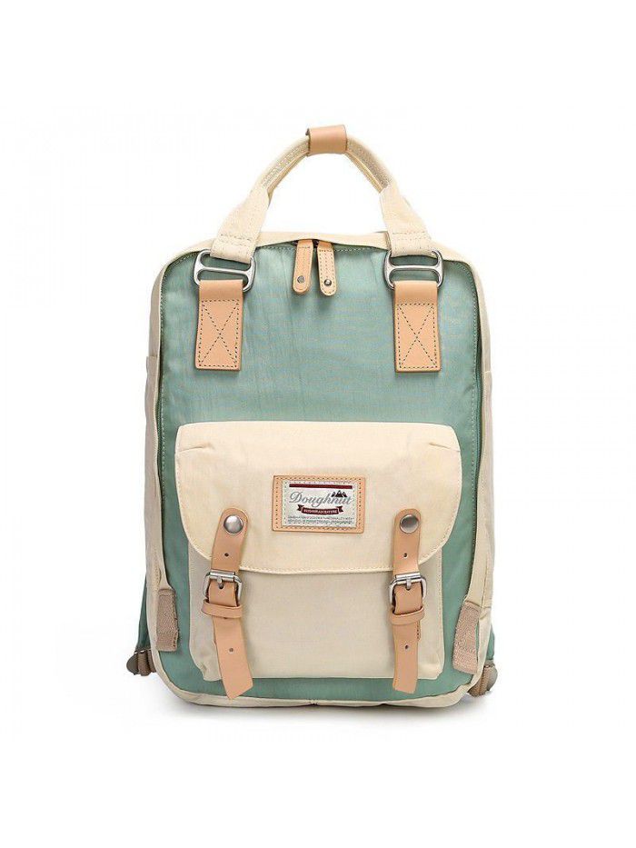 Mommy bag doughnut double shoulder bag female Korean color contrast student canvas schoolbag computer bag fashion bag