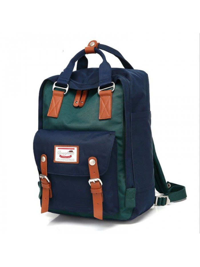 Mommy bag doughnut double shoulder bag female Korean color contrast student canvas schoolbag computer bag fashion bag