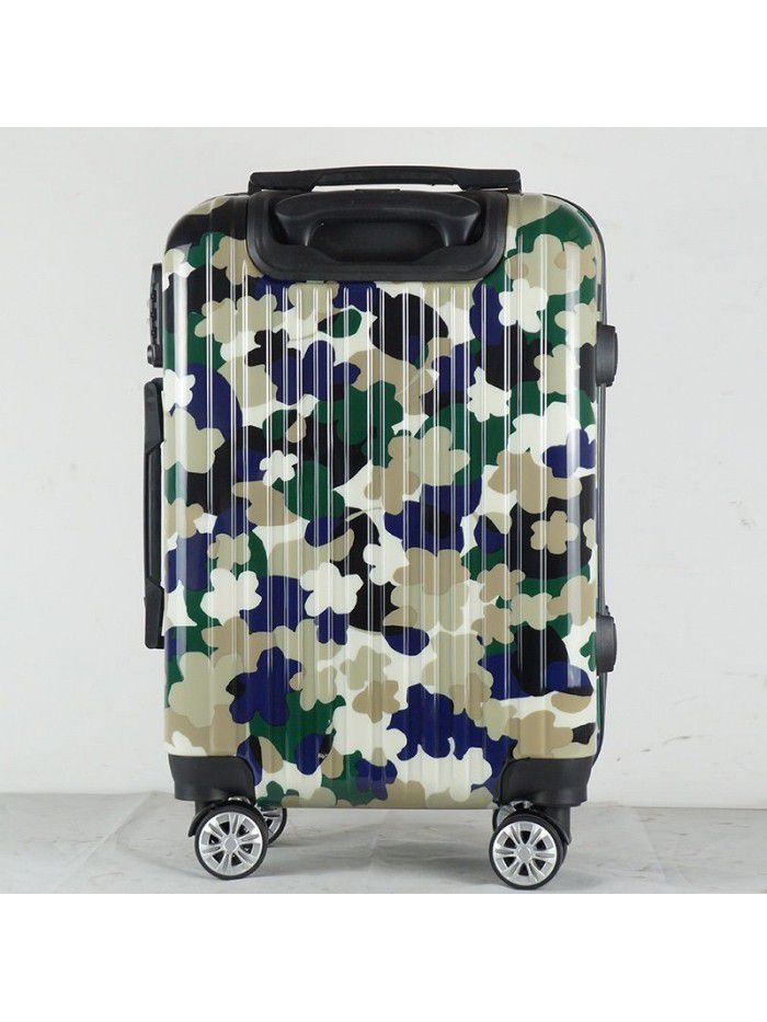 Dongguan factory pattern custom camouflage Trolley Case Cardan wheel password lock suitcase children's luggage wholesale