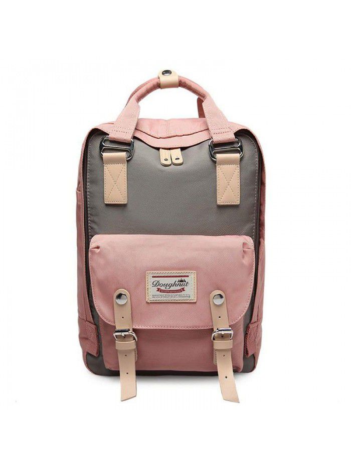 Mommy bag doughnut double shoulder bag female Korean color contrast student canvas schoolbag computer bag fashion bag