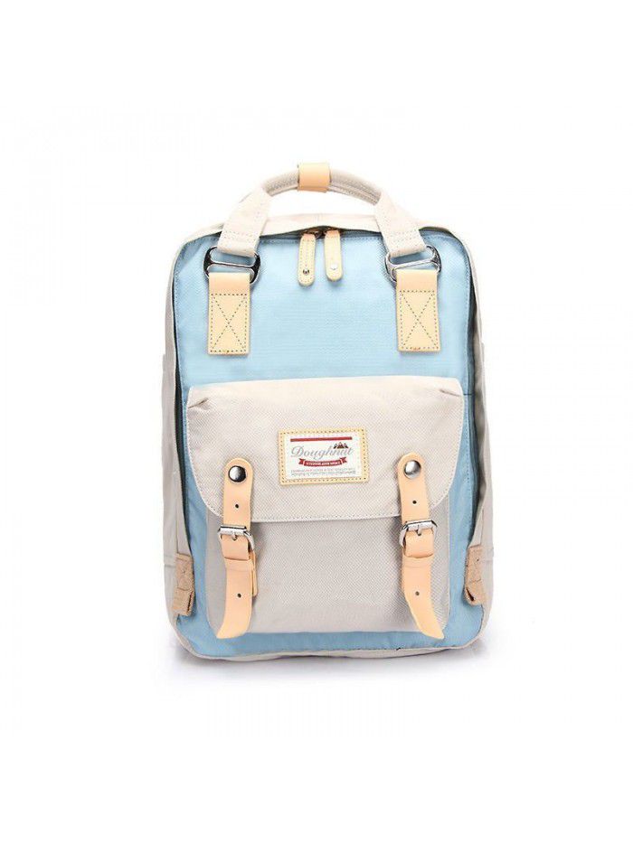 Mommy bag doughnut double shoulder bag female Korean color contrast student canvas schoolbag computer bag fashion bag