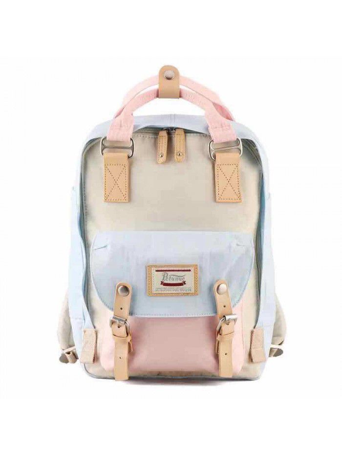 Mommy bag doughnut double shoulder bag female Korean color contrast student canvas schoolbag computer bag fashion bag