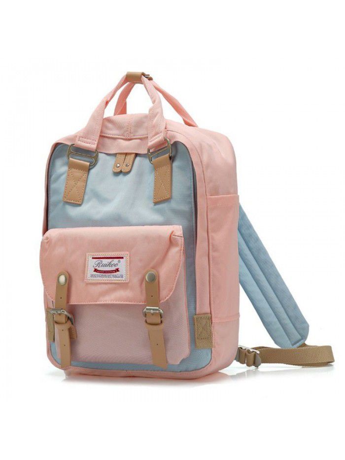 Mommy bag doughnut double shoulder bag female Korean color contrast student canvas schoolbag computer bag fashion bag