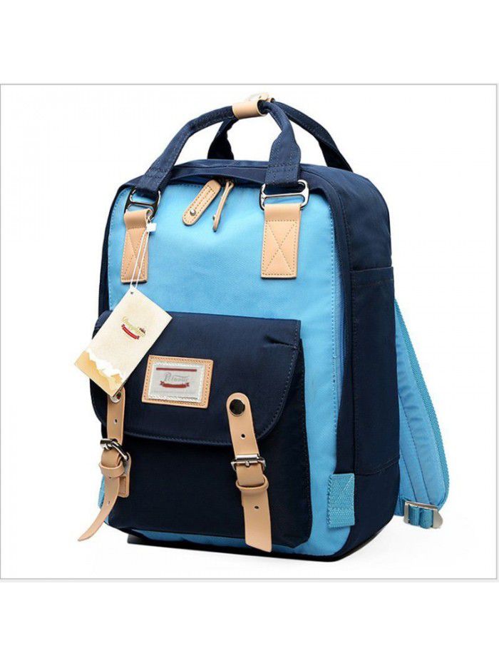 Mommy bag doughnut double shoulder bag female Korean color contrast student canvas schoolbag computer bag fashion bag