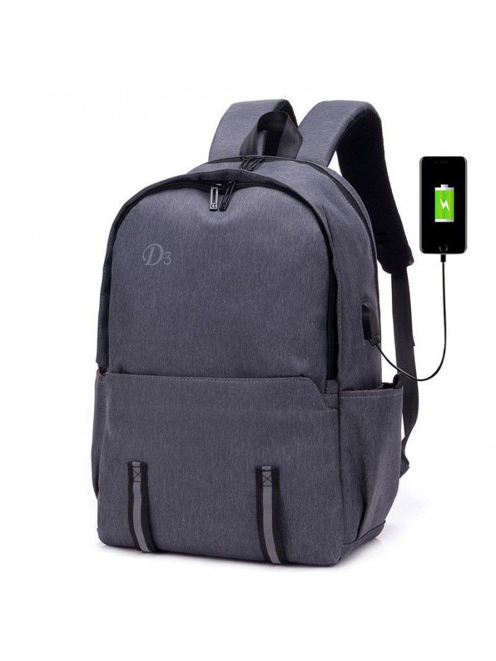 New backpack men USB charging backpack waterproof reflective Student Backpack large capacity computer bag travel leisure
