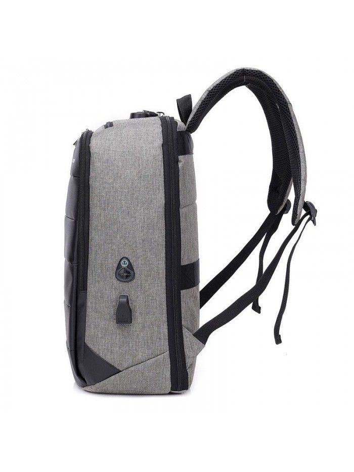 Simple men's backpack, computer backpack, men's fashion, USB charging, travel, college student bag, Korean version, large capacity
