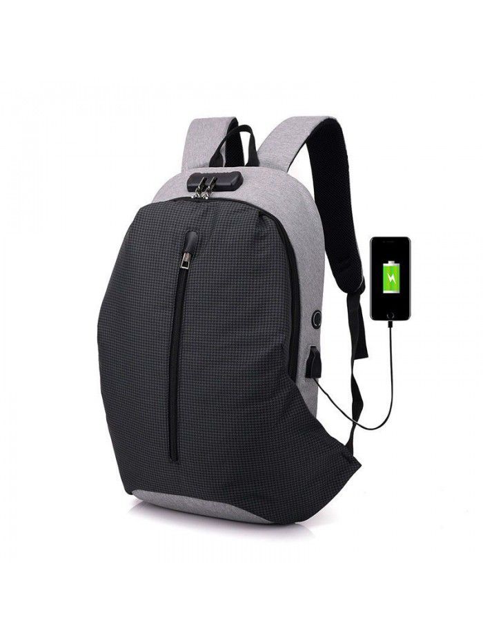 Multi grid USB charging backpack creative fashion men's College bag travel leisure Computer Backpack
