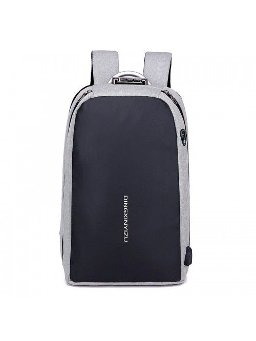 Men's large capacity password lock backpack anti-t...