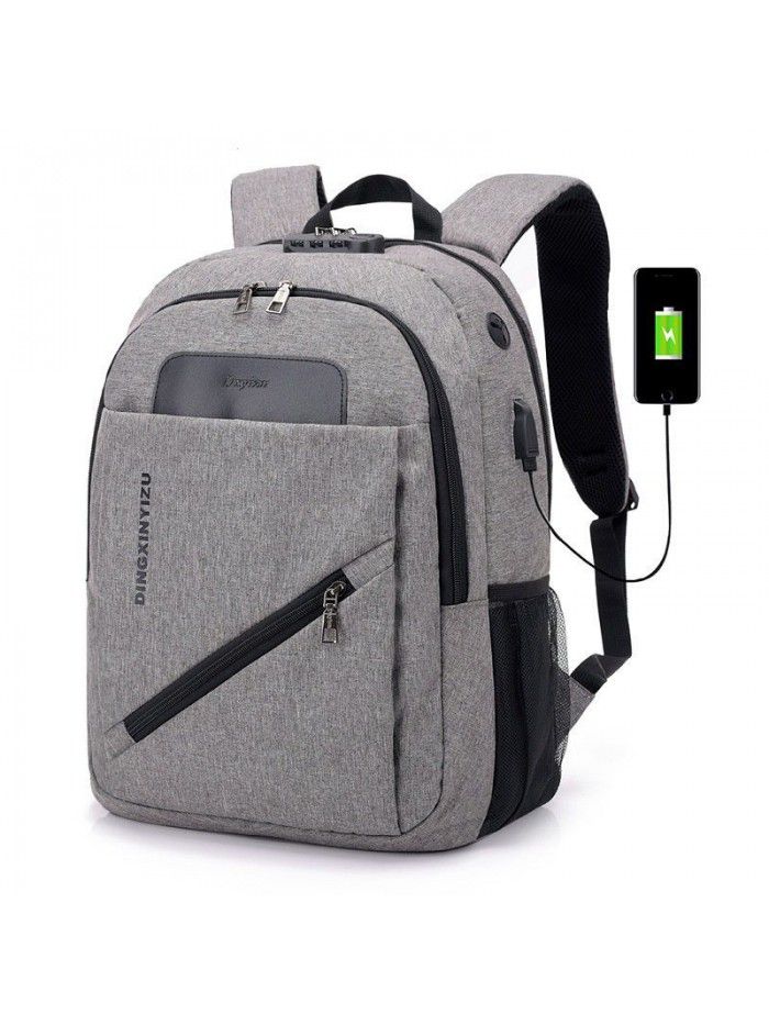 new Korean fashion code lock schoolbag for middle school students men's computer backpack USB charging anti-theft Backpack