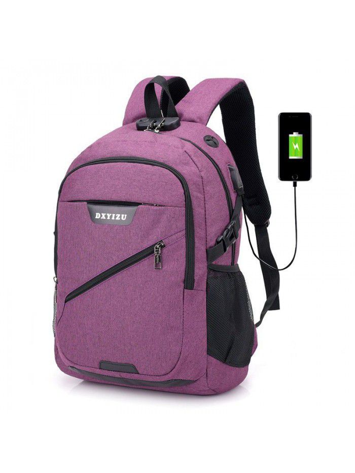 Backpack Fashion College Students' schoolbag USB charging large capacity simple travel bag computer backpack
