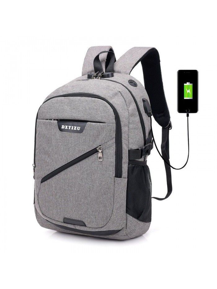 Backpack Fashion College Students' schoolbag USB charging large capacity simple travel bag computer backpack
