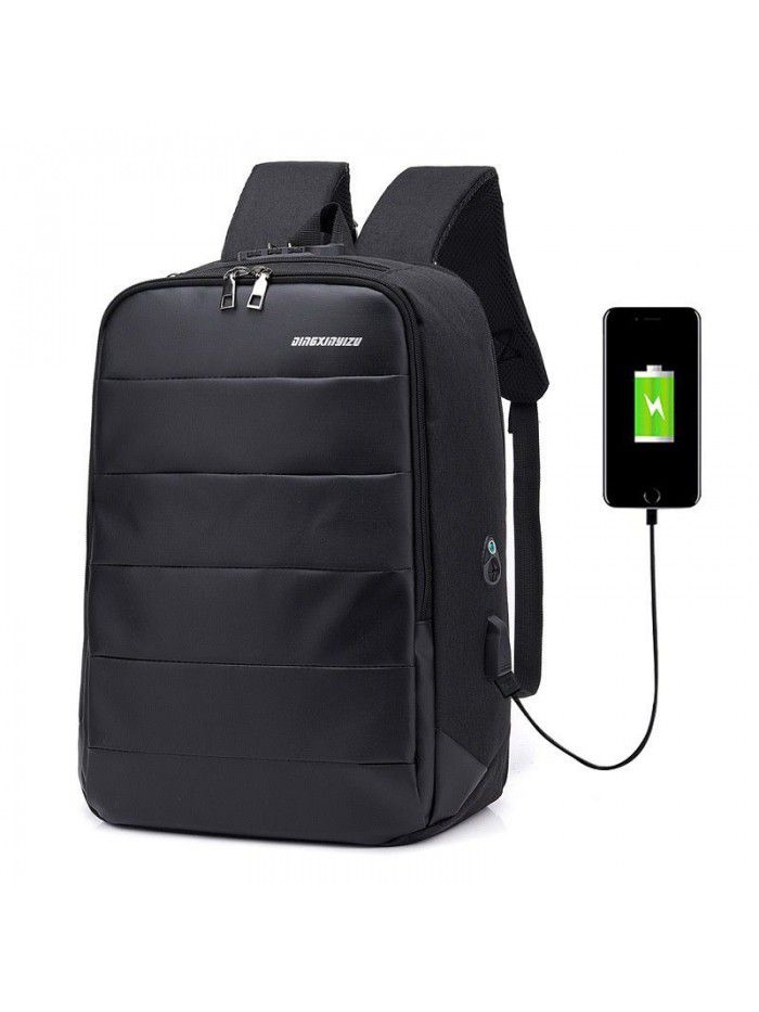 Simple men's backpack, computer backpack, men's fashion, USB charging, travel, college student bag, Korean version, large capacity
