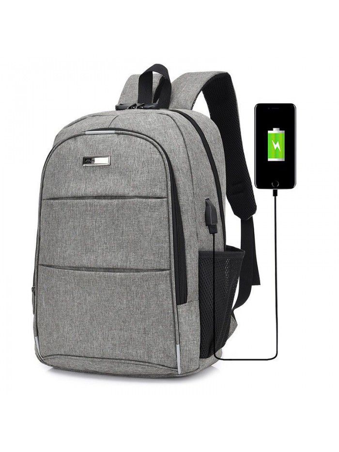 Men's fashion trend leisure backpack women's USB charging travel backpack computer junior high school student bag
