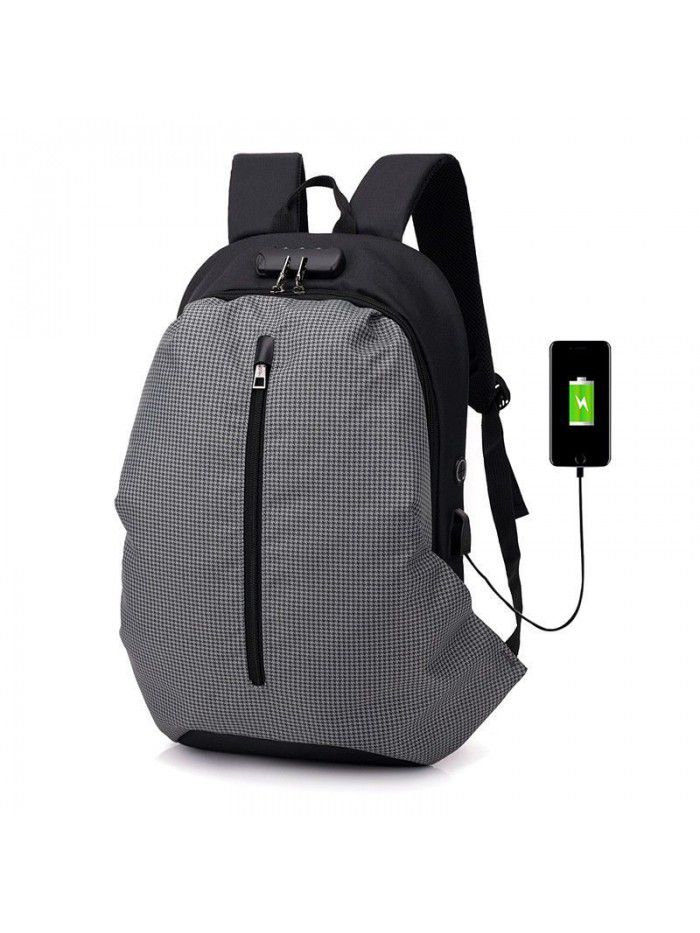 Multi grid USB charging backpack creative fashion men's College bag travel leisure Computer Backpack
