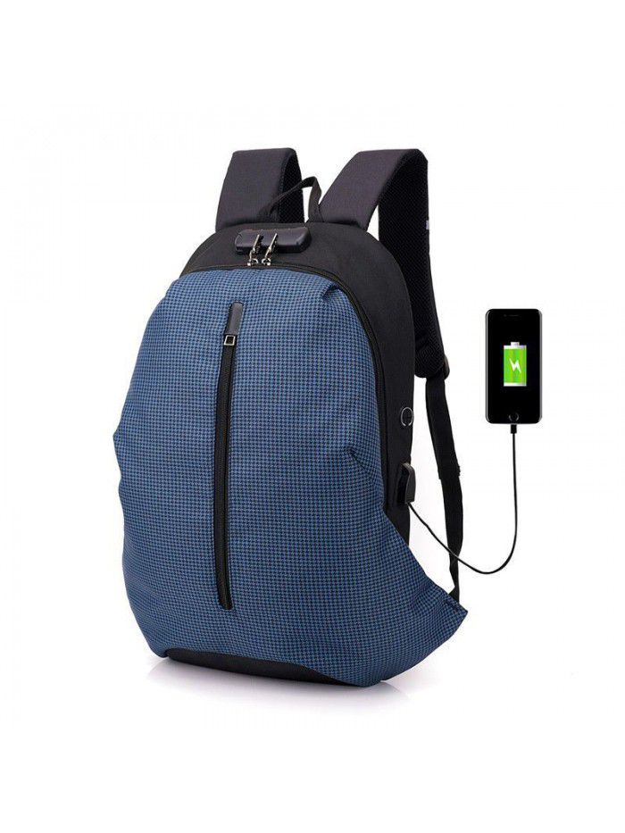 Multi grid USB charging backpack creative fashion men's College bag travel leisure Computer Backpack
