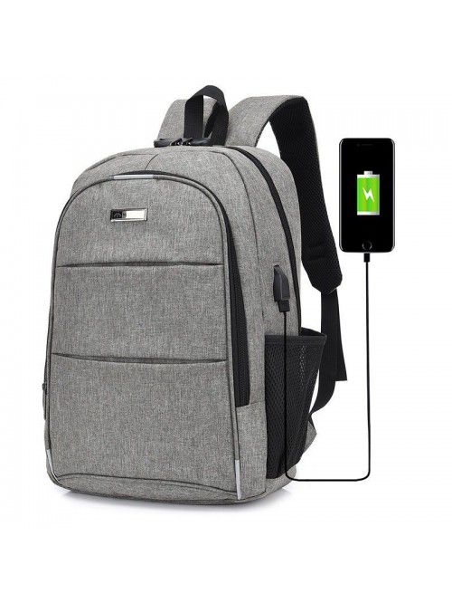 Men's fashion trend leisure backpack women's USB c...