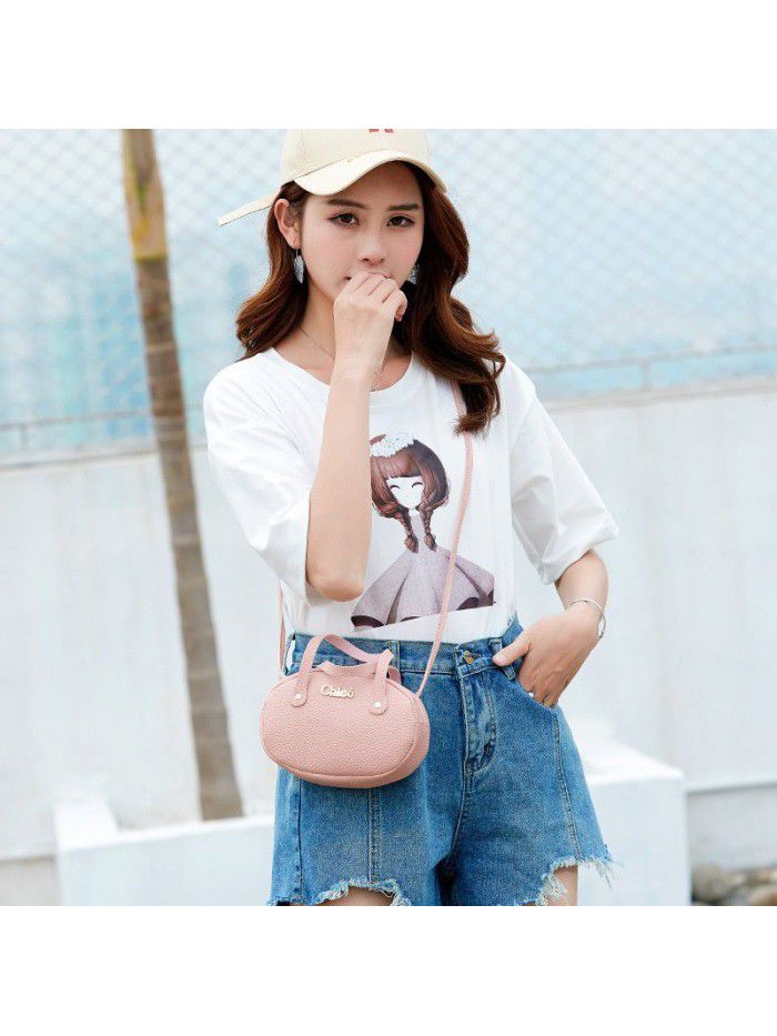 Foreign trade small bag women wholesale 2019 summer new leisure Women's single shoulder bag portable lychee pattern small round bag zero wallet
