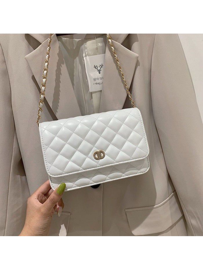 A new women's hair bag 2019 small bag with straddle and all kinds of texture bag foreign temperament Lingge chain bag
