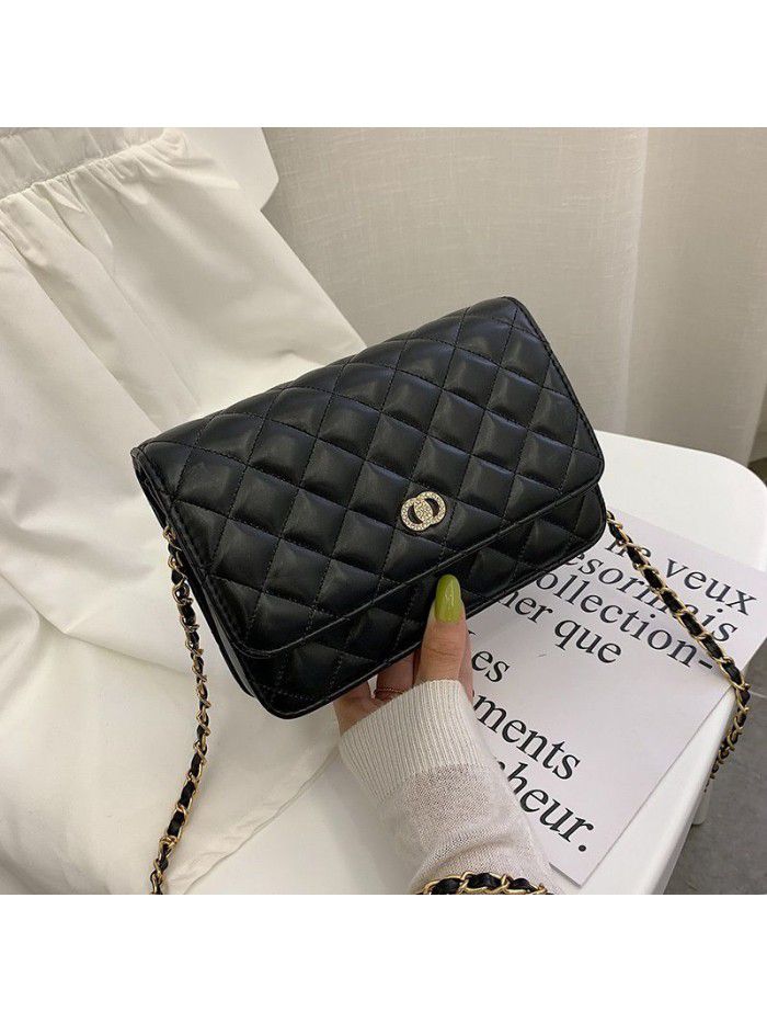 A new women's hair bag 2019 small bag with straddle and all kinds of texture bag foreign temperament Lingge chain bag
