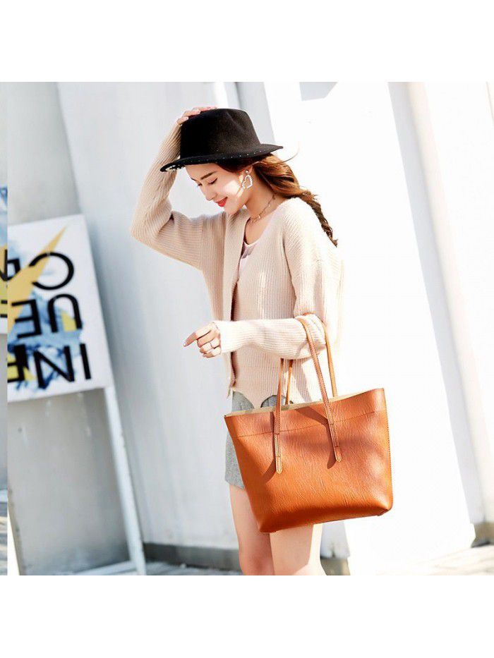 Bag women 2019 new single shoulder bag foreign trade simple big bag large capacity commuter tote bag can be processed and customized