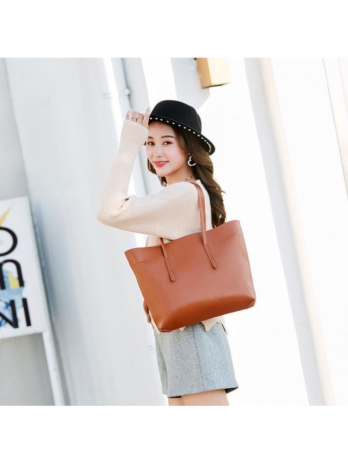 Bag women 2019 new single shoulder bag foreign trade simple big bag large capacity commuter tote bag can be processed and customized