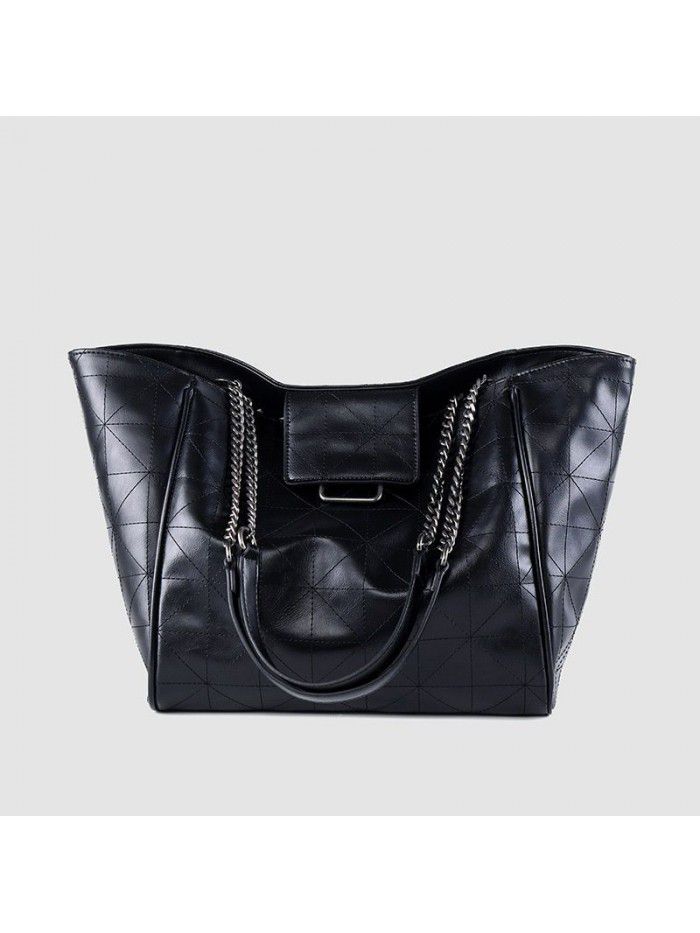 A new fashion black one shoulder large capacity rock soft Tote Bag 2020