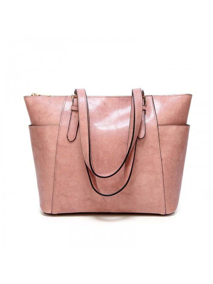 fashion women's bag retro European and American One Shoulder Messenger Bag foreign trade oil wax leather women's handbag large capacity Tote Bag