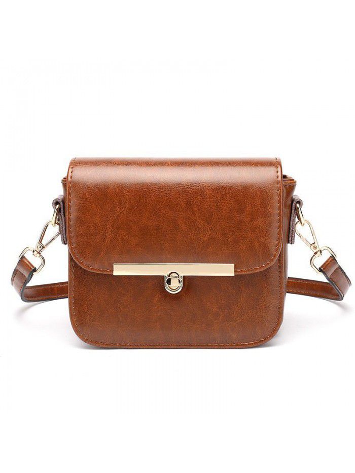 Bag 2019 spring new women's bag Korean version handbag oil wax leather retro small square Bag Messenger Bag single shoulder bag
