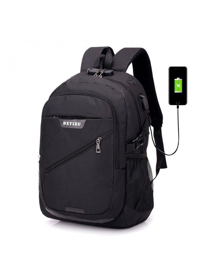 Backpack Fashion College Students' schoolbag USB charging large capacity simple travel bag computer backpack
