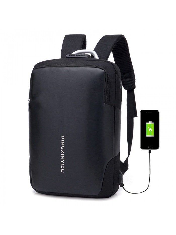 Business computer backpack male USB charging backpack anti theft computer bag campus fashion simple high school student bag
