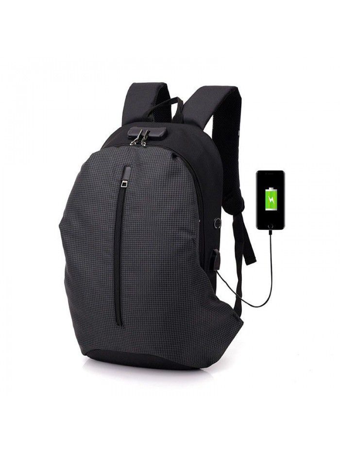 Multi grid USB charging backpack creative fashion men's College bag travel leisure Computer Backpack
