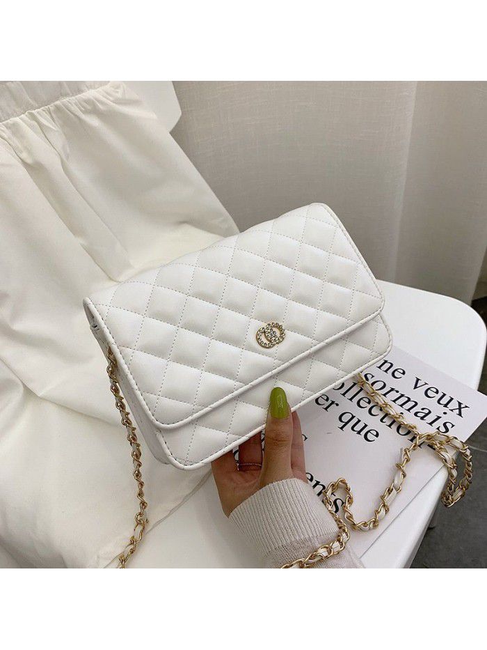 A new women's hair bag 2019 small bag with straddle and all kinds of texture bag foreign temperament Lingge chain bag
