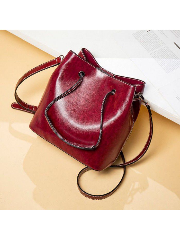 Bucket bag Single Shoulder Messenger women's bag foreign trade wholesale retro women's bag 2020 new fashion all-around drawstring bag
